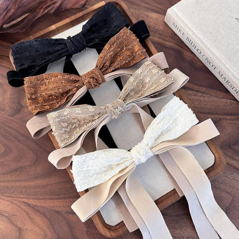 发饰Hepburn Wind Bow Streamer Hairpins Spring Clips for Women Girls Vintage Elegant Hair Clip Barrettes Fashion Hair Accessories New