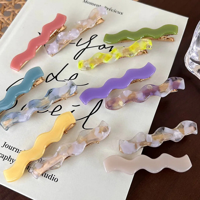 发饰UXSL Retro Wave Colorful Acetate Hairpin Set for Womans Girls Temperament Elegant HairClips Barrettes Decoration Hair Accessorie
