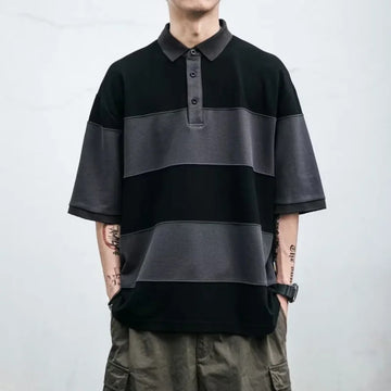 POLO男2023 New Summer Polo Shirt Color Blocking Collar Short Sleeves Casual Pocket Top Loose Fit Hong Kong Style