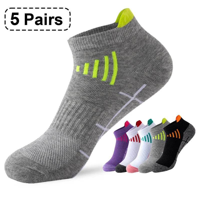 5 Pairs Men Sport Socks Athletic Cycling Socks Breathable Outdoor Basketball Fitness Running Socks For Men And Women Ankle Socks男士袜子