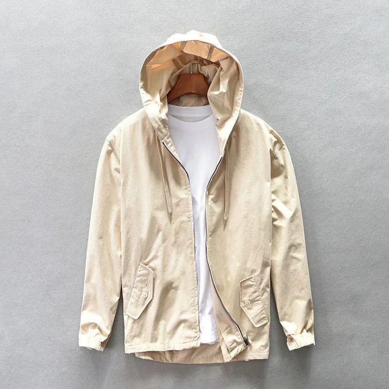 防晒衣男Z204 Men's Hooded Casual Shirt Jacket Loose-Fit Shoulder-Protection Sun Jacket Underwear Shirt Japanese Style Square Collar