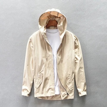 防晒衣男Z204 Men's Hooded Casual Shirt Jacket Loose-Fit Shoulder-Protection Sun Jacket Underwear Shirt Japanese Style Square Collar