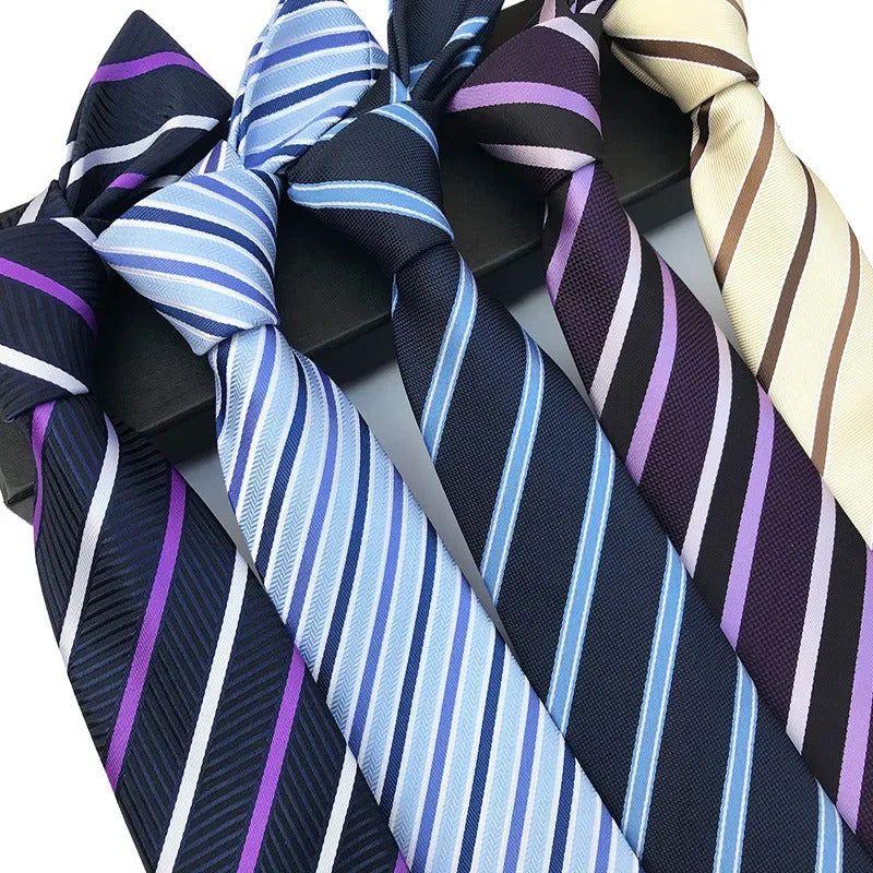 领带男Leisure 8CM Men's Polyester Ties Striped Jacquard Weave Tie for Gentleman Business Suit Accessory Neckties Graduation Gift