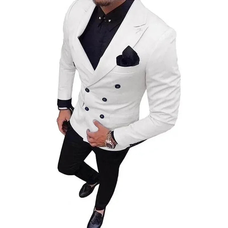 礼服男Slim Fit Men's Suit Set Double-Breasted Peaked Lapel  Business  Blazer Pants 2-Piece Wedding Dresses  Tuxedos Evening Party