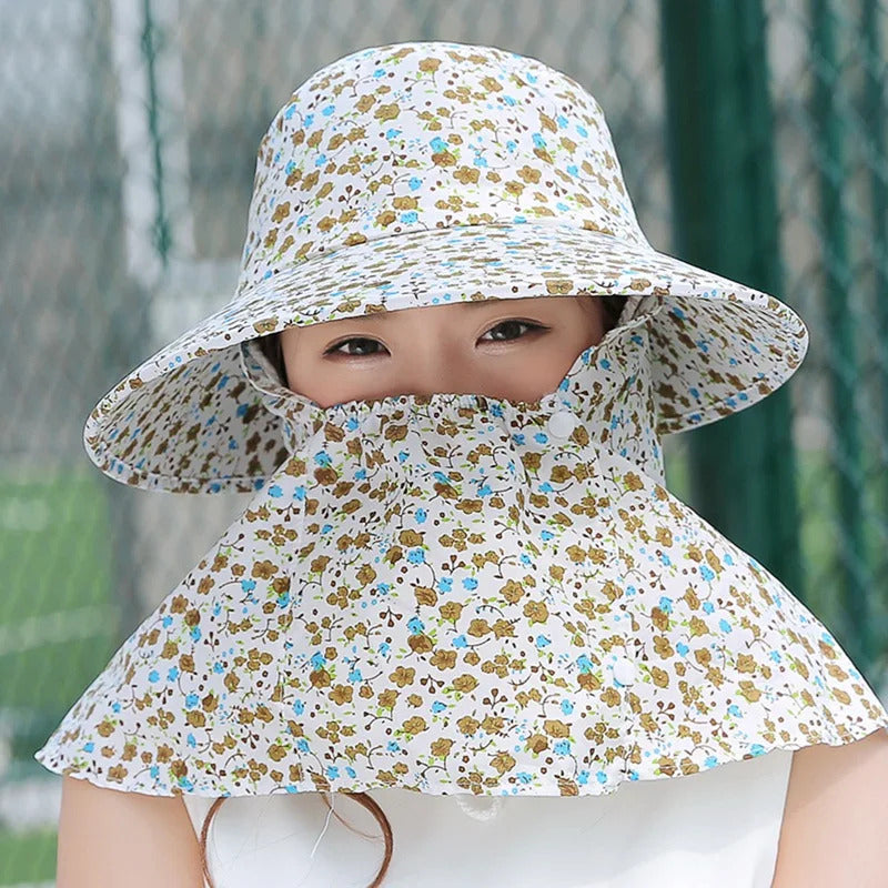 帽子女Floral Print Sun Hats For Women Big Head Camouflage Visor Hat Wide Brim UV Protection Beach Cap Female Cap 2021