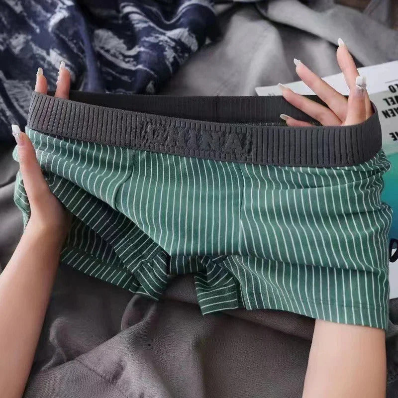内衣男Men's Sexy Striped Panties Boxer Shorts Underwear Male Boxers Homme U Convex Lingerie Man Underpants