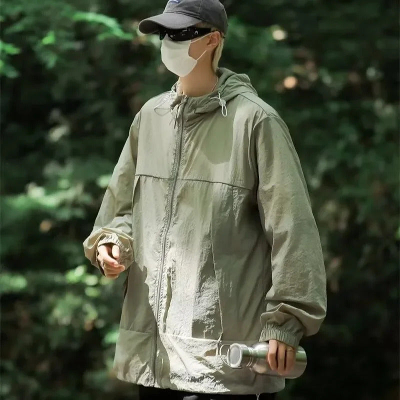 防晒衣男Trendy Summer Ultrathin Hooded Sunscreen For Men And Women Breathable Anti-Uv Couple Sun Protection Clothes From China