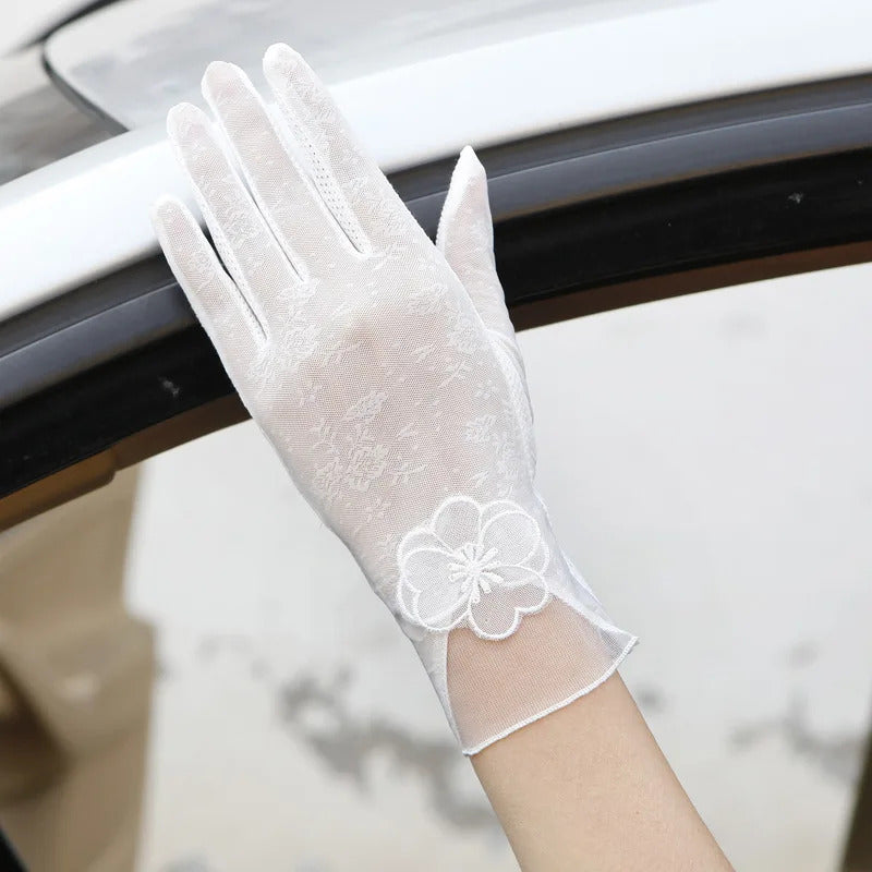 防晒手套女Sexy Spring Summer Women Autumn UV Sunscreen Short  Sun Gloves Fashion Ice Silk Lace Driving Of Thin Touch Screen Gloves G07A