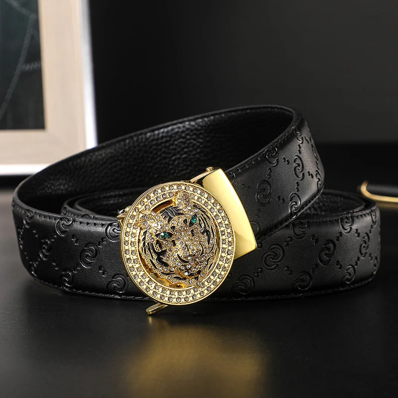 腰带Men's Belt Designer Top Quality Luxury Brand Belt For Men Metal Automatic Tiger Head Buckle Belt Male Jeans Strap