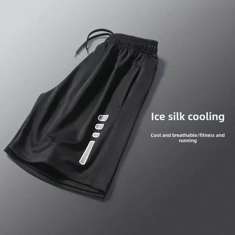 短裤男Summer Casual Men's Trunks Quick Dry Running Ice Silk Basketball Pants Thin Beach Soccer Loose Fit Five Minute Shorts Trendy