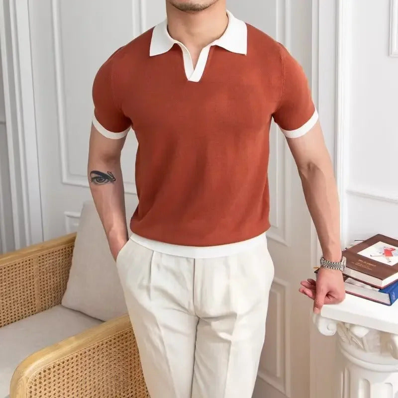 POLO男Trendyprinting Japanese Style Men's Polo Shirt Standard 2024 Summer Solid Color Short Sleeves Casual Business Fashion