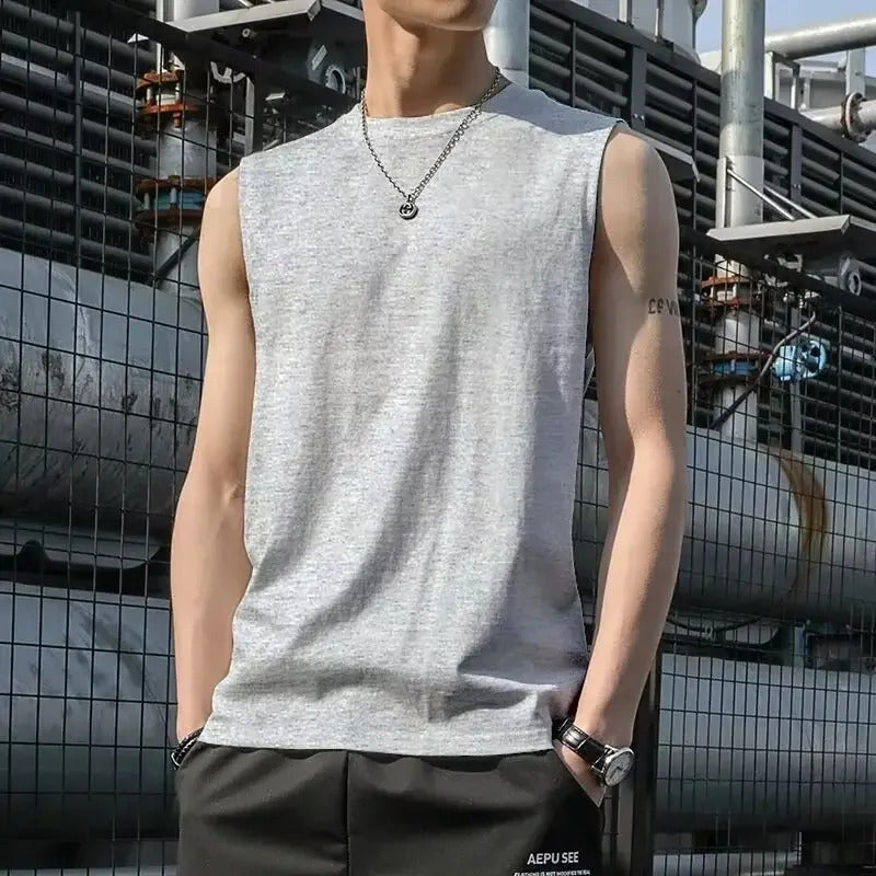 男士背心New Style Basketball Vest American Casual Large Size Men's Clothing Sleeveless T-shirt Sport Top Wear Outdoor Running Vest