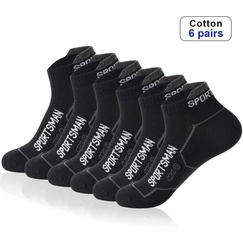 6 Pairs High Quality Socks Men Summer Man Short Socks Breathable Ankle Socks  Cotton Sports Socks Black Thin Cut Run Men Socks男士袜子