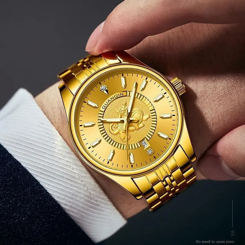 手表男手表男Authentic Crown Quartz Men's Mechanical Watch Waterproof Business Precision Stainless Steel Engraved Simple Automatic Wristwatch
