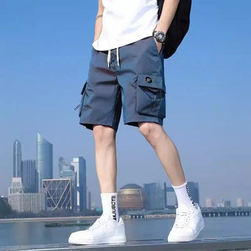 短裤男Flossy Gradient Color Ice Silk Ultra-Thin Men's Summer Casual Shorts Quick-Drying Five-Point Workwear Sporty Mid-Length Pants