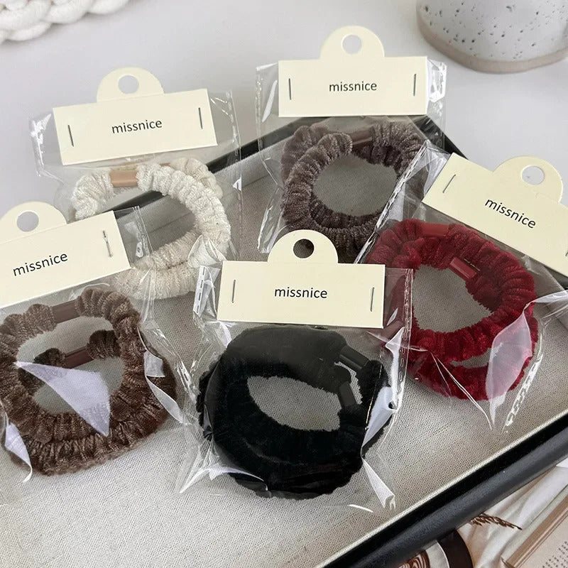 发饰Autumn Winter Plush High Elasticity Hair Rope Headband Set For Woman Girls Simple Hair Ties Rubber Band Fashion Hair Accessories