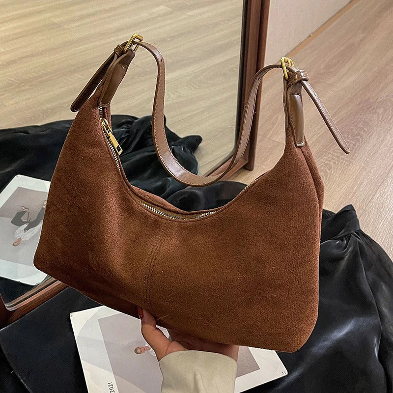 包包Velvet Handbag Purse for Women Suede Shoulder Bag Causal Crossbody Bags Female Luxury Designer Clutch Ladies Crescent Hobo Bag