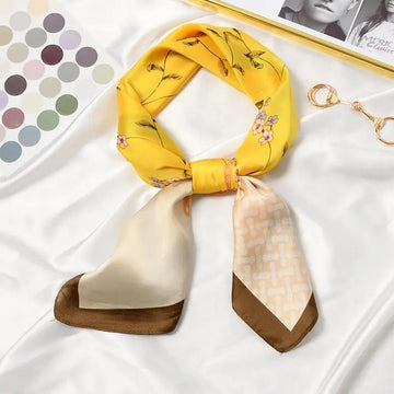 丝巾女70*70cm Sweet Florals Flowers Print Square Scarf Women Bandana Hairband Lady Head Wraps Female Shawl Fashion Neckerchief