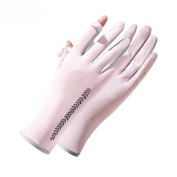防晒手套女Women's Sunscreen Ice Silk Breathable Gloves Summer Sunscreen Fashion Cycling Driving Running Gloves Thin UV Protection Gloves