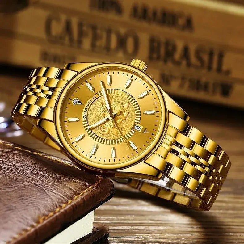 手表男手表男Authentic Crown Quartz Men's Mechanical Watch Waterproof Business Precision Stainless Steel Engraved Simple Automatic Wristwatch
