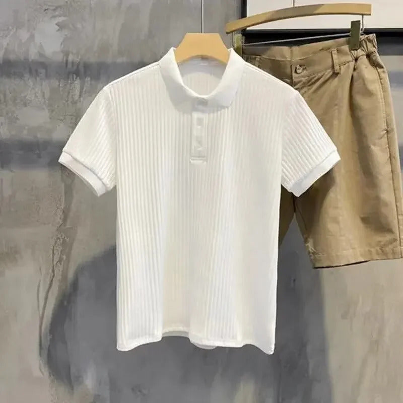 POLO男Trendy Polo Shirt For Men Loose Fit Summer T-shirt Korean Style Slim Fit You Smooths Your Silhouette Versatile Top