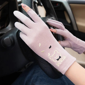 防晒手套女New Ultra-Thin Elasticity Tulle Mesh Gloves Elegant Women Sexy Black Sunscreen Gloves Female Anti-UV Driving Car Gloves
