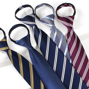 领带男Versatile High Quality Men's Ties 8CM Striped Floral Lazy Zipper Tie Fit Best Man Gentleman Business Formal Necktie Lover's Gift