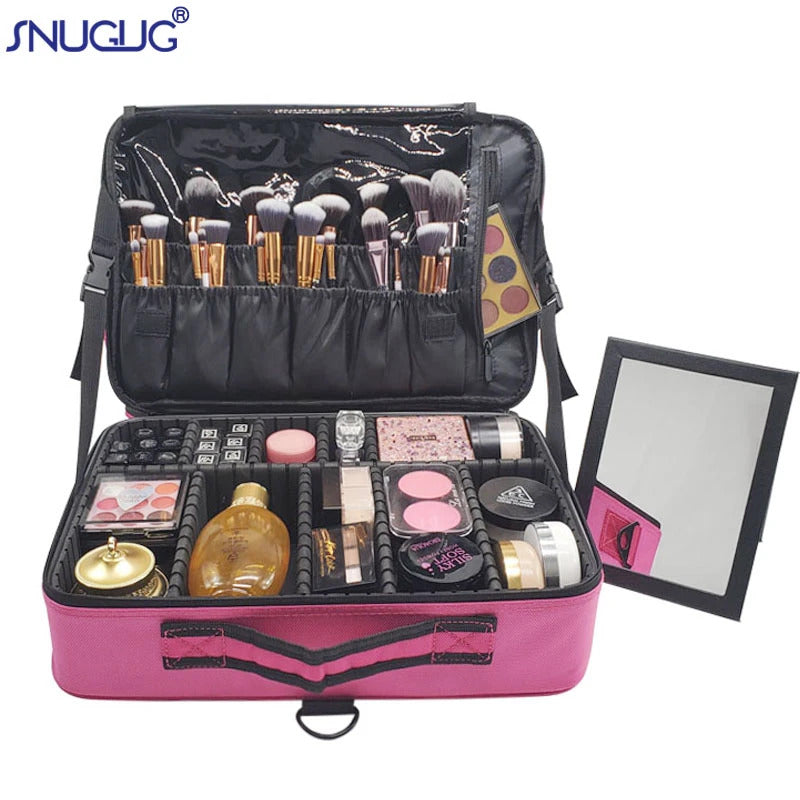 包包Waterproof Make Up Bag Beautician Toiletry Makeup Case Female Portable Travel Cosmetic Case For Brushes Cosmetic Bag With Mirror