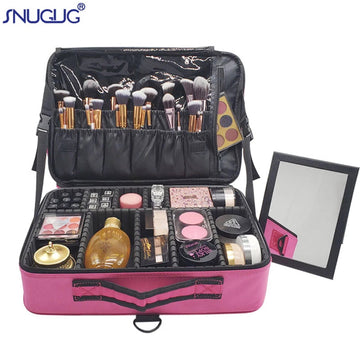 包包Waterproof Make Up Bag Beautician Toiletry Makeup Case Female Portable Travel Cosmetic Case For Brushes Cosmetic Bag With Mirror