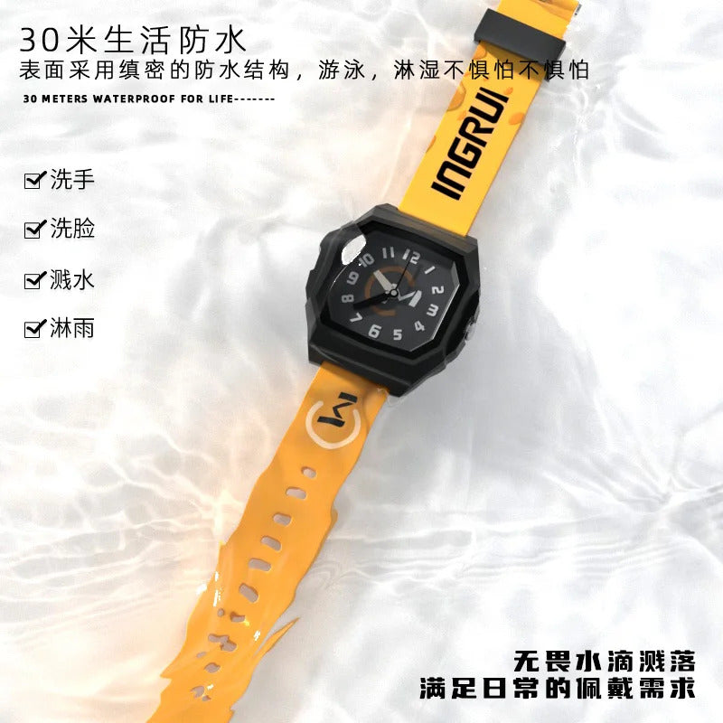 手表女UTHAI CA01 Men's Electronic Watch Brand High Quality Silicone Women's Fashion Square Waterproof Clock Student Simple Watches