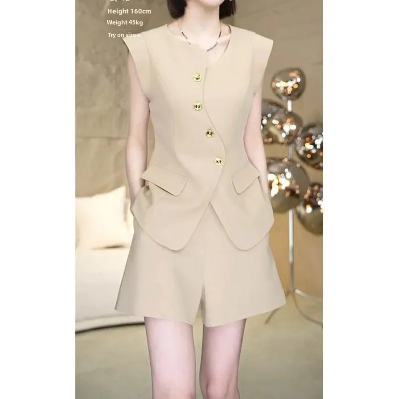 商务装女Elegant Light Luxury Design Sensible Niche Slimming Fashionable Suit Coral Fantasy Summer Dress Set For Women