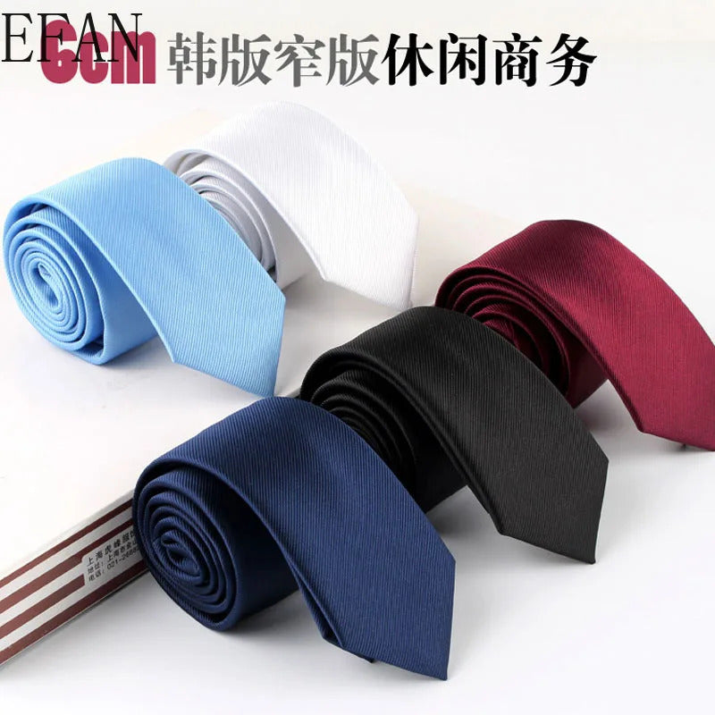 领带男6cm New Korean Version Necktie Silk Tie Handmade Multiple Colour Men's Solid Simple Tie Wedding Groom Party Suit Accessories