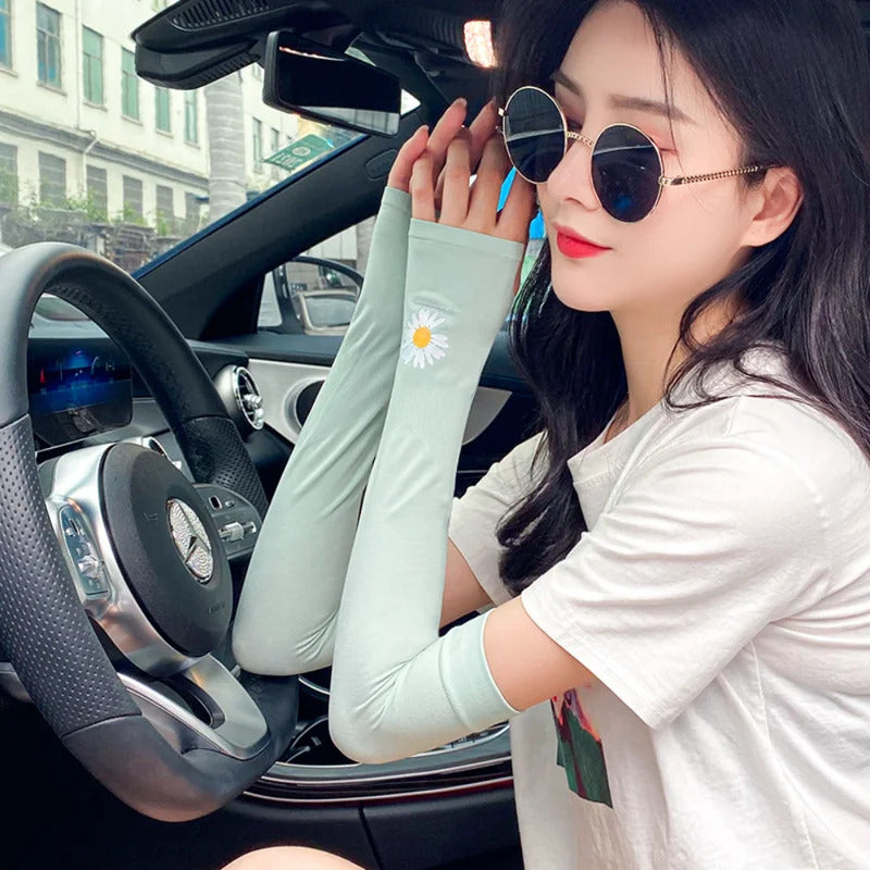 防晒冰袖女UPF 50+ Arm guard Sleeve Warmer Women Men Sports Sleeves Sun UV Protection Hand Cover support Running Fishing Cycling Ski
