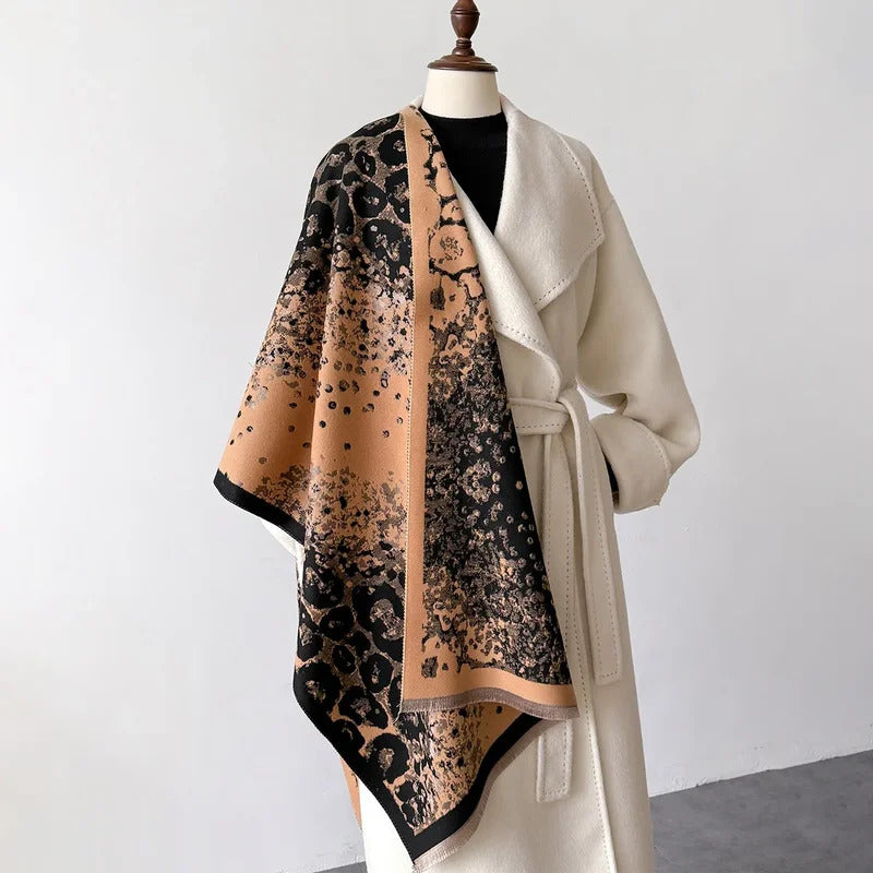 丝巾女2024 New Leopard Print Cashmere Scarfs for Women Winter Autumn Soft Thick Shawls Wraps Pashmina Stoles Lady Warm Blanket Bufanda