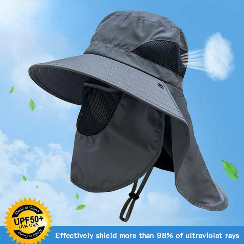 防晒帽男Summer Wide Brim Sun Hat UV Protection Bucket Cap Outdoor Fishing Hiking Beach Hats Breathable for Hiking Camping Fishing Men