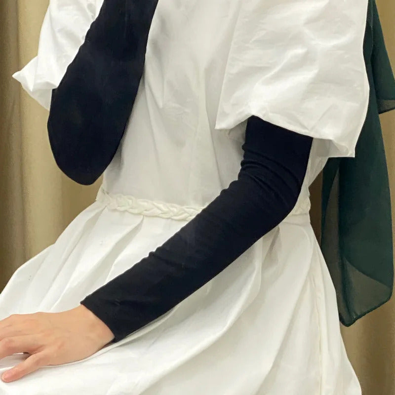防晒冰袖女Women Ice Silk Arm Sleeve Abayas UV Protection Soft Modal Arm Cover Solid Color Arm Warmers Sport Outdoor Handsock