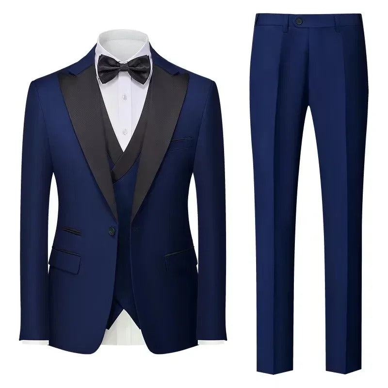 礼服男2024 New Classic Men's 3-Piece Formal Evening Party Classic Wedding Formal Stylish Suit Set For Men High Quality Customizable