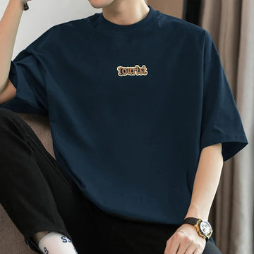 T恤男Trendy Brand Men's Cotton T-Shirt Short Sleeves Round Neck Loose Fit Summer Half Sleeve Top For Casual Wear