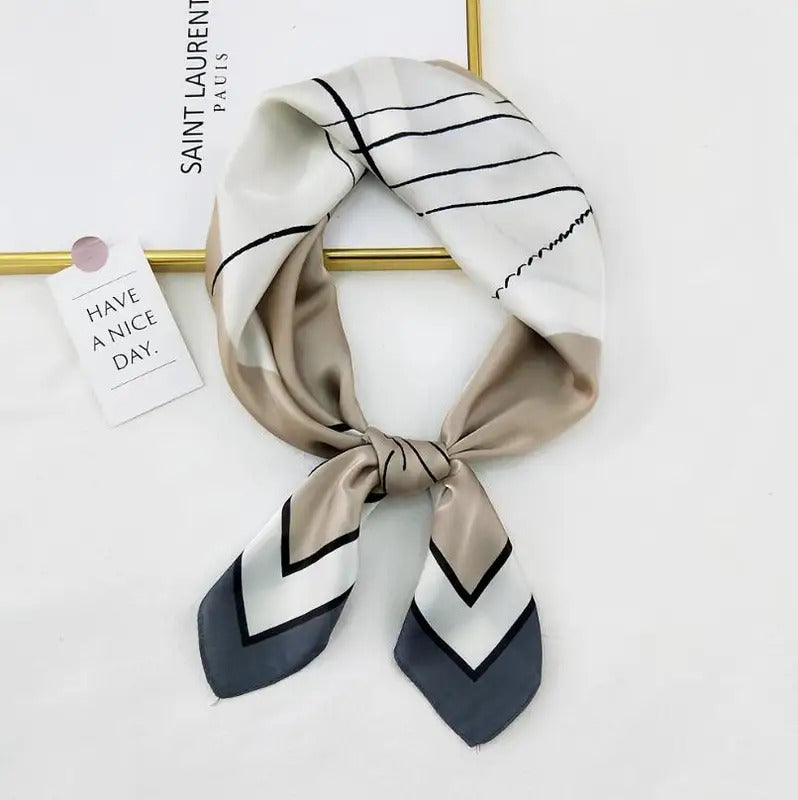 丝巾女2021 Women Multifunction Polyester Silk Scarf Abstract Line Printed Casual Satin Small Square Wraps Head Scarves hijab 70x70cm