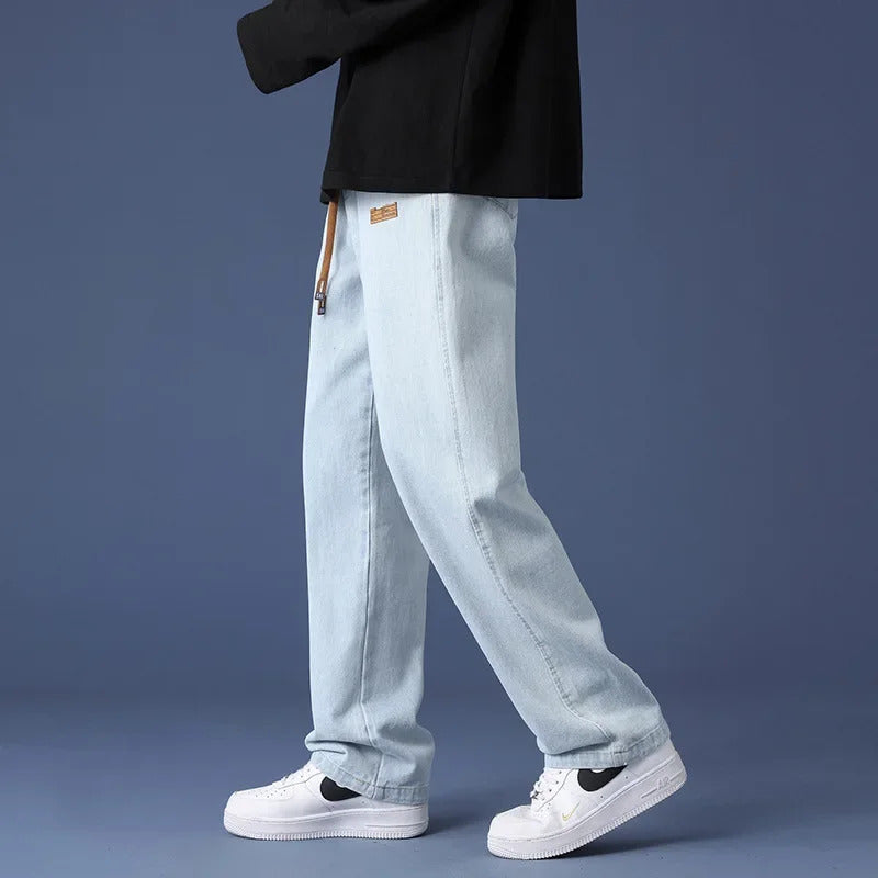 牛仔裤男Men's Vintage Straight-Leg Jeans Casual Trousers Loose-Fit Spring Autumn High Street Style American Culture
