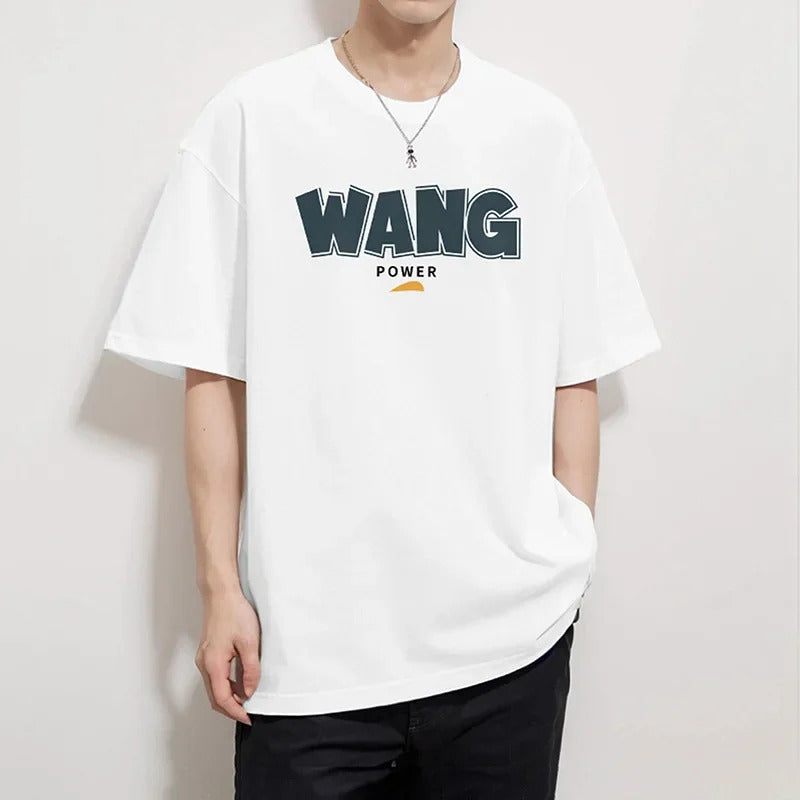T恤男Trendy Brand Pure Cotton Short Sleeve T-Shirt Round Neck Summer Thin Style White Top Japanese Style Whole Cotton Half Sleeve