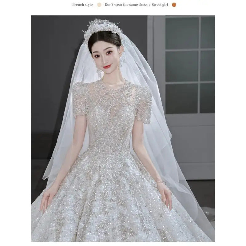 礼服女Customized High Neck Luxury Dubai Sweetheart Wedding Dresses 2025 New Princess Sparkly Appliques Bridal Gowns Vestidos De Novia