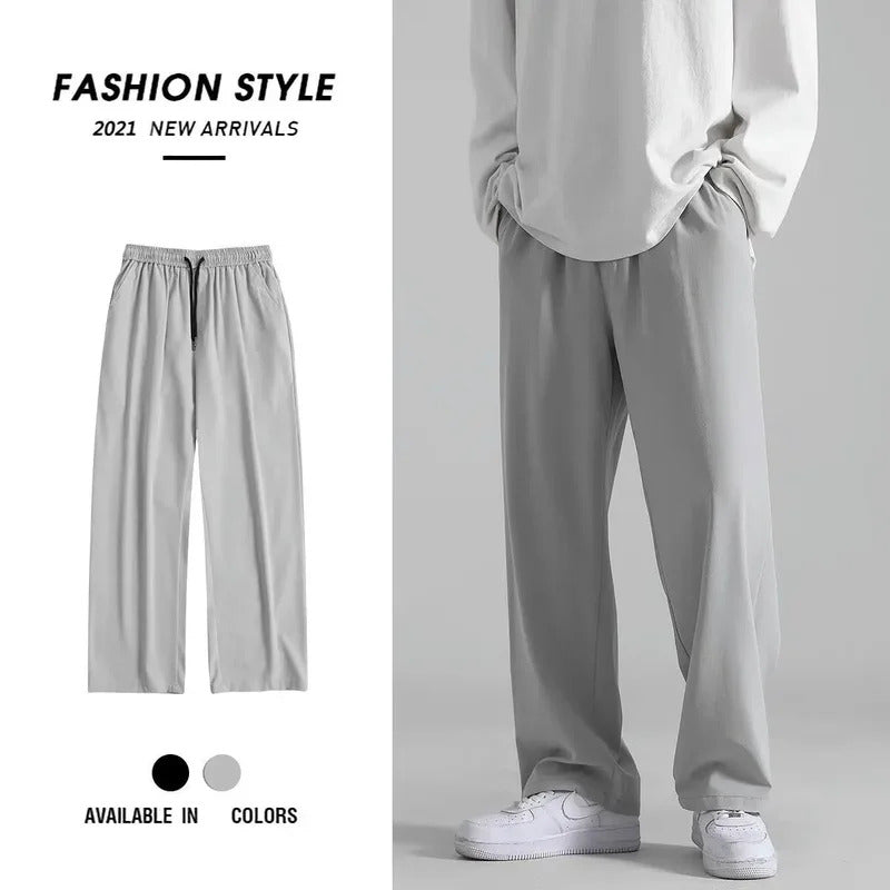 休闲裤男Hong Kong Style Draped Straight-Leg Pants For Men Summer Versatile Loose-Fit Bell Bottoms Trendy Plus Size Casual Trousers For Y