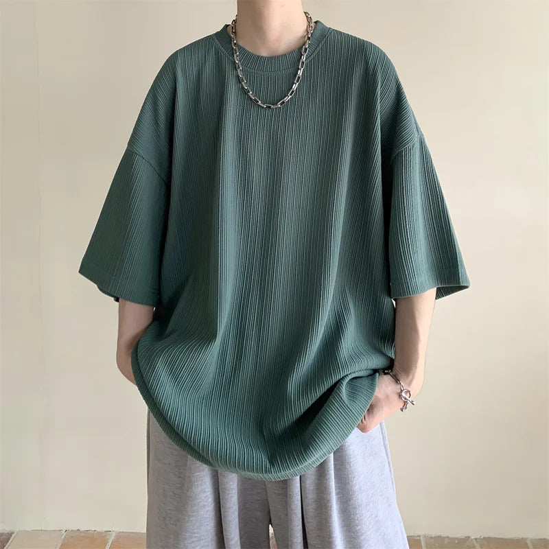 T恤男Loose Summer Men T-shirt Ice Silk Thin Sleeve Clothing Trendy Short Sleeve Male Version