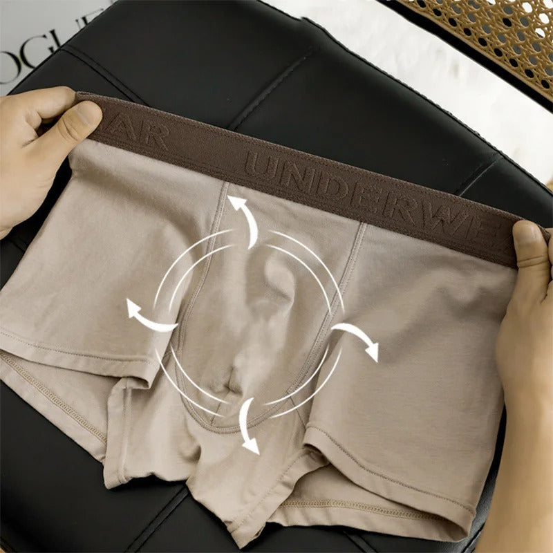 内衣男4PCS men's cotton underwear boxers teenagers pure color breathable male student personality underwear
