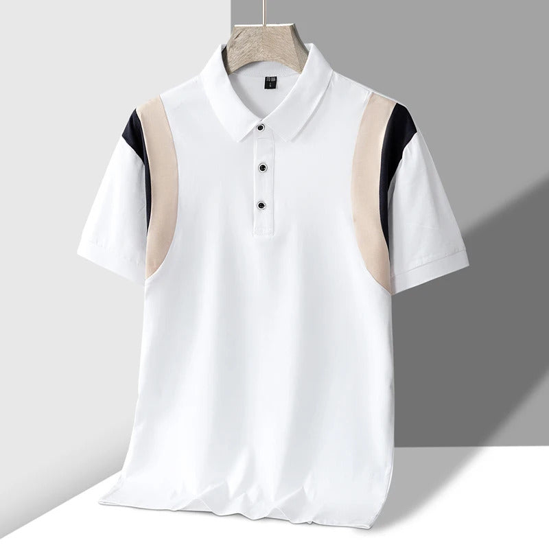 POLO男TFETTERS 2025 Golf Wear Men Summer Polo Shirt for Men Short Tops Turn Down Collar Patchwork Design Sportwear Poloshirt Man