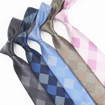 领带男Versatile Men's 7CM Ties Pink Wine Plaid Jacquard Tie Fit Gentleman Formal Business Suit Decoration Neckties Graduation Gift