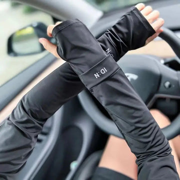 冰袖男UV Solar Arm Sleeves Summer Ice Silk Elastic Arm Cover Woman Men Cycling Fingerless Gloves Cool Muff Driving Anti-Sunburn Sleeve