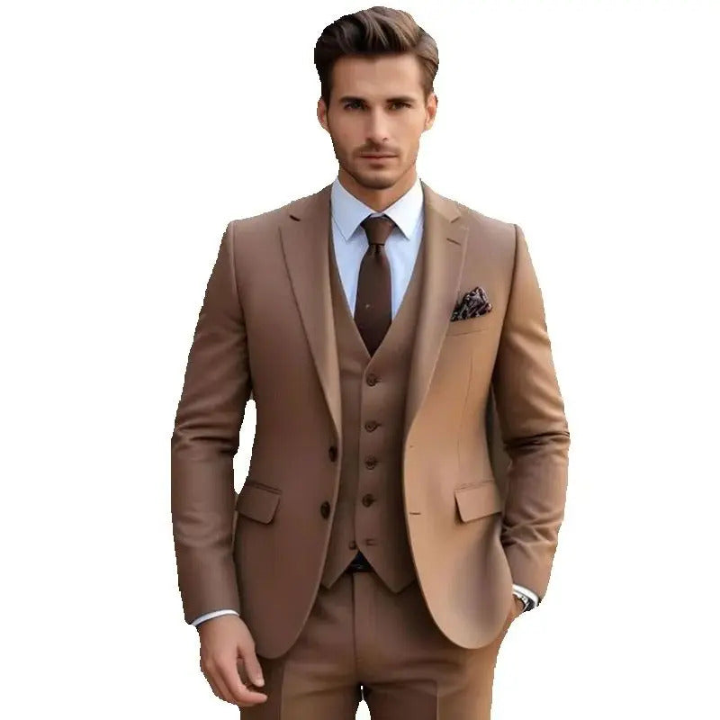 礼服男Fashion Elegant Men Suits Single Breasted Notch Lapel Slim Fit 3 Piece Jacket Pants Vest High Quality Wedding Groomsmen Blazer