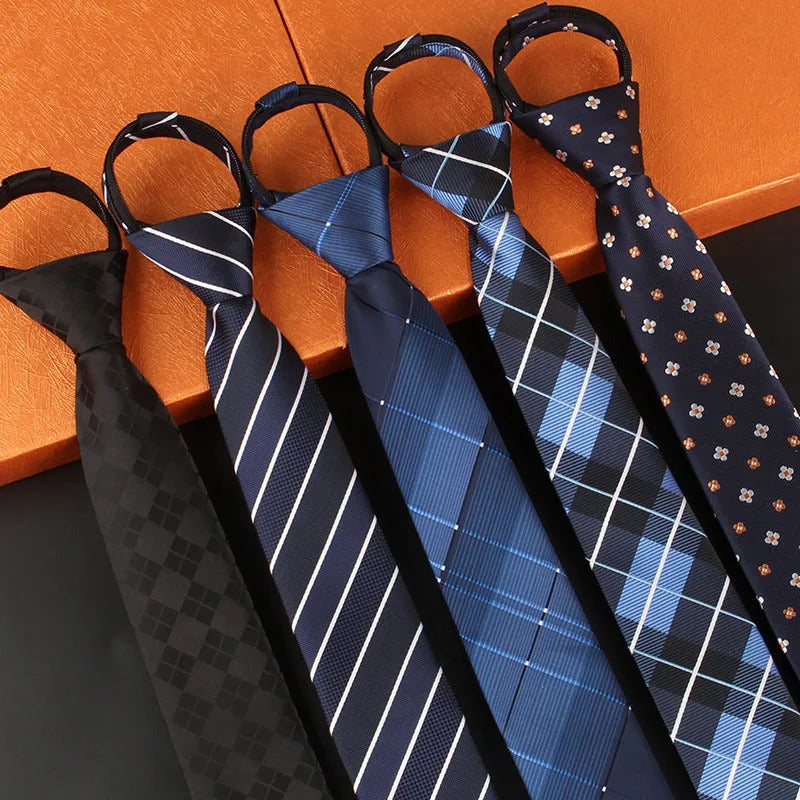 领带男6CM Korean Version Men's Skinny Ties Black Wine Lazy Zipper Tie for Man Gentleman Formal Business Shirt Neckties Graduation Gift